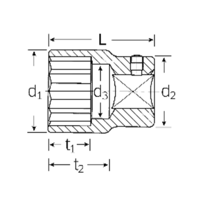 3/4" Dvylikakampė galvutė STAHLWILLE Nr.55A 1 13/16"