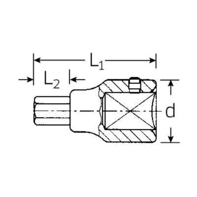 1" galvutė su šešiakampiu antgaliu STAHLWILLE Nr.64 22 mm