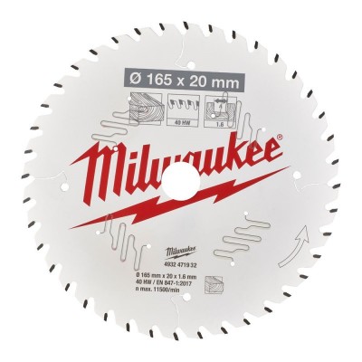 Medžio pjovimo diskas MILWAUKEE CSB P W 165x1,6x20 40ATB