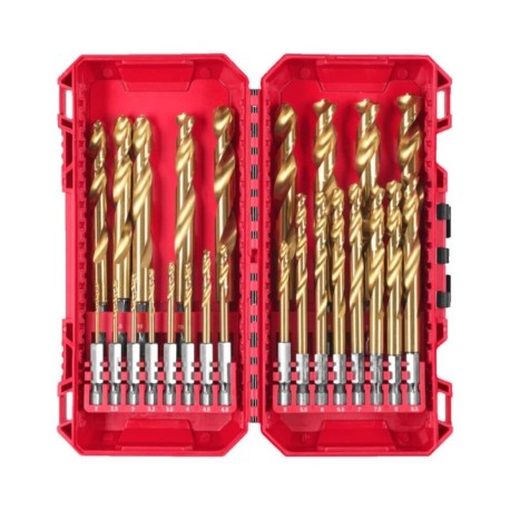 25 dalių metalo grąžtų rinkinys MILWAUKEE ShockWave 1/4" HSS-G TIN