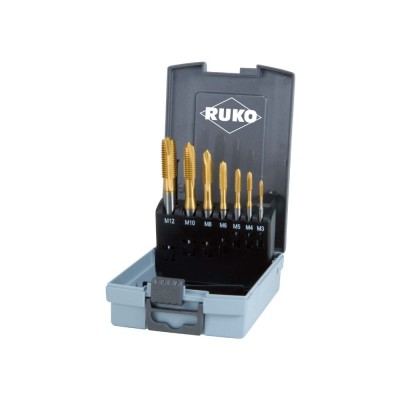 7 dalių mašininių sriegiklių rinkinys RUKO HSS-TiN M3-M12