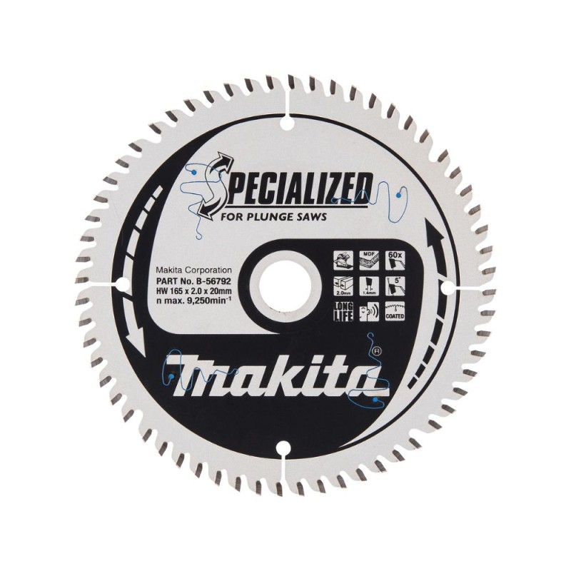 Pjovimo diskas MAKITA MDF ir laminatui 165x20x2,0 60T MDF