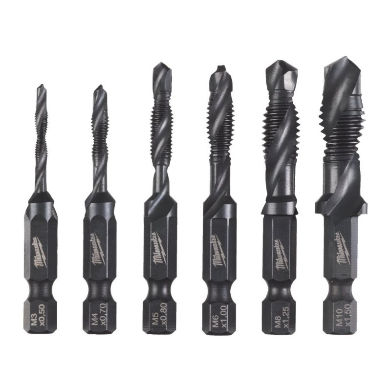 6 dalių kombinuotų grąžtų-sriegiklių rinkinys MILWAUKEE HSS-G 1/4"