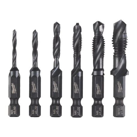 6 dalių kombinuotų grąžtų-sriegiklių rinkinys MILWAUKEE HSS-G 1/4"