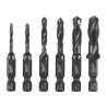 6 dalių kombinuotų grąžtų-sriegiklių rinkinys MILWAUKEE HSS-G 1/4"