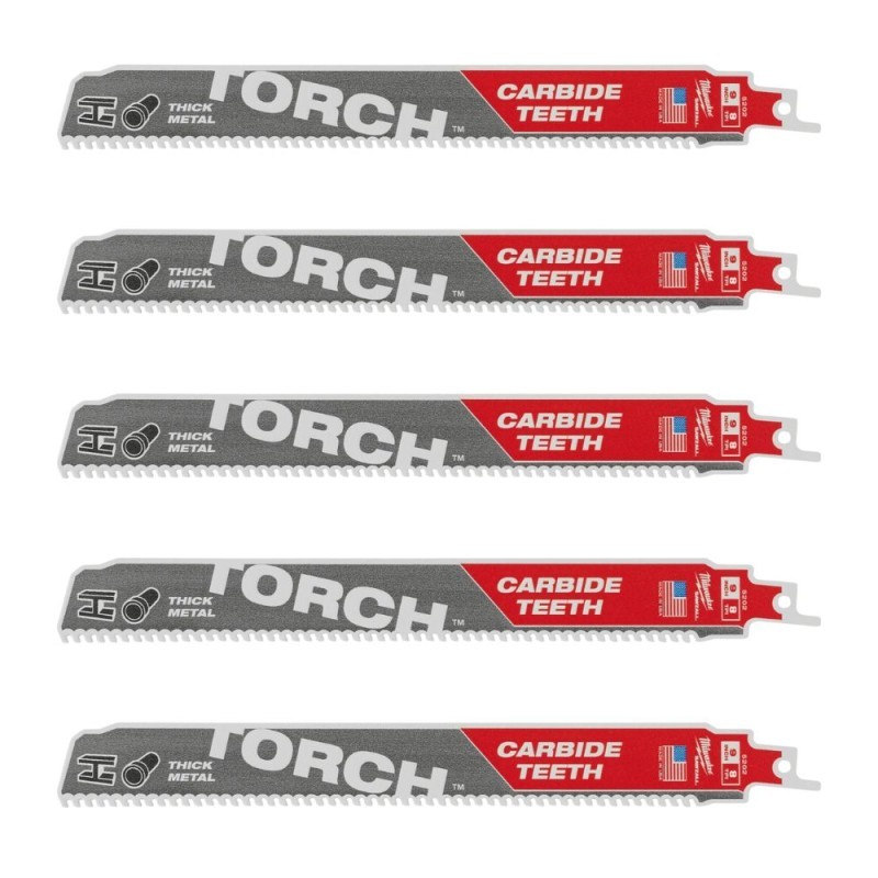 Pjūkleliai karbidiniais dantimis MILWAUKEE TCT Torch 230mm 8tpi, 5vnt.