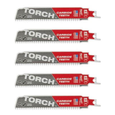 Pjūkleliai karbidiniais dantimis MILWAUKEE TCT Torch 150mm 8tpi, 5vnt.