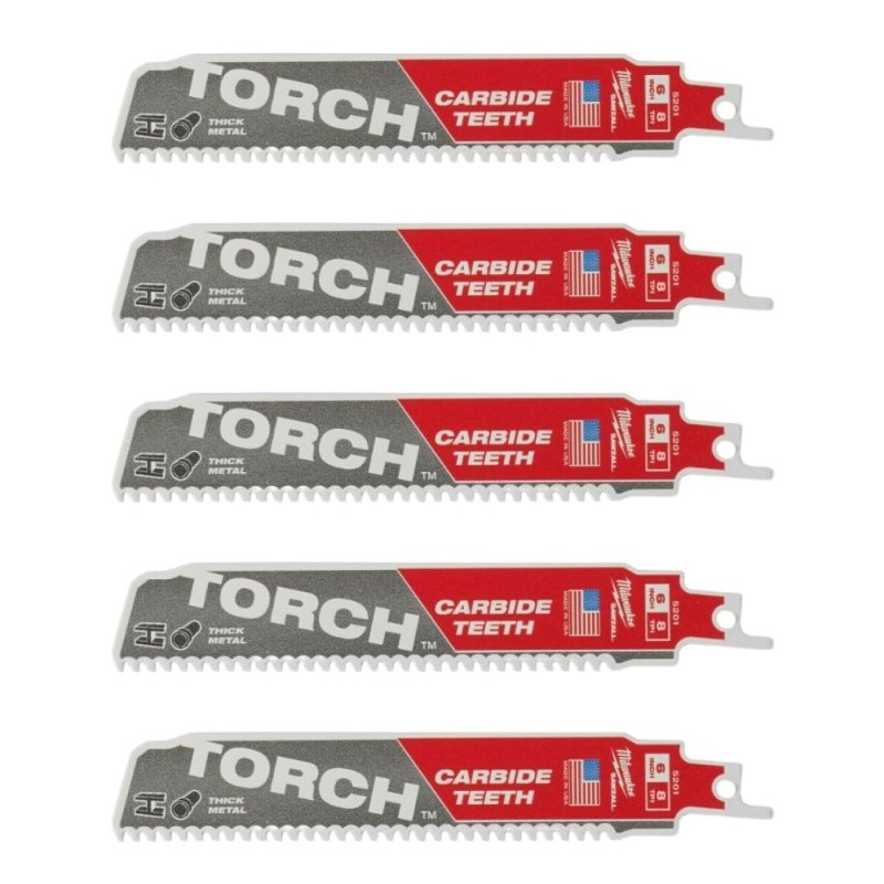 Pjūkleliai karbidiniais dantimis MILWAUKEE TCT Torch 150mm 8tpi, 5vnt.