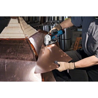 Akumuliatorinės skardos žirklės BOSCH GSC 12V-13 su priedais