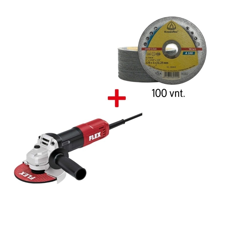 Kampinis šlifuoklis FLEX L850 125mm su Klingspor diskais, 100vnt.