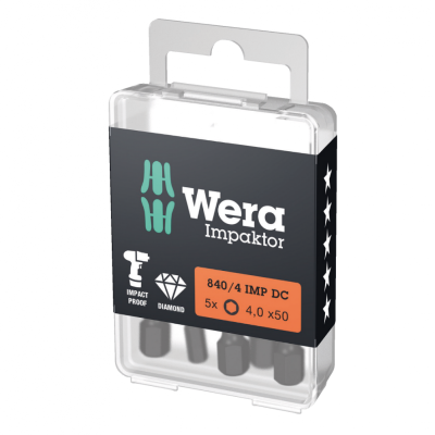 Atsuktuvo antgaliai WERA 840/4 IMP DC SW4 50mm, 5vnt.