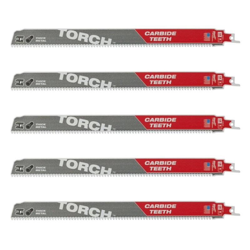 Pjūkleliai karbidiniais dantimis MILWAUKEE TCT Torch 300mm 8tpi, 5vnt.