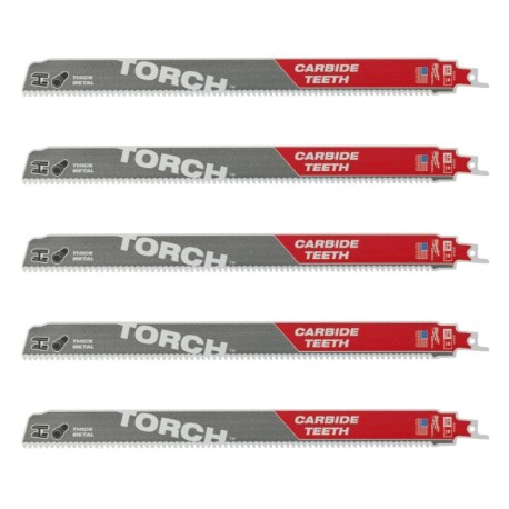 Pjūkleliai karbidiniais dantimis MILWAUKEE TCT Torch 300mm 8tpi, 5vnt.